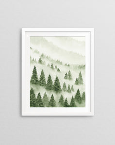 Foggy Forest Green I - Art Print