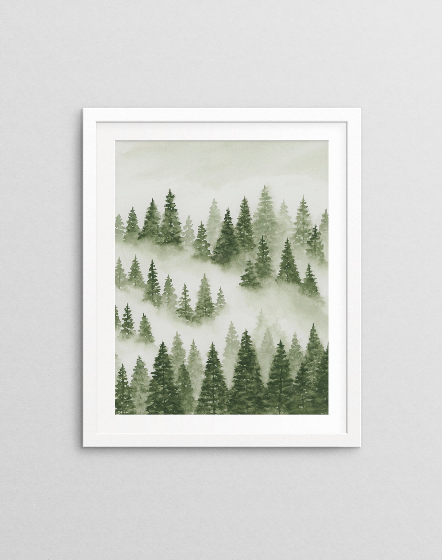 Foggy Forest Green II - Art Print