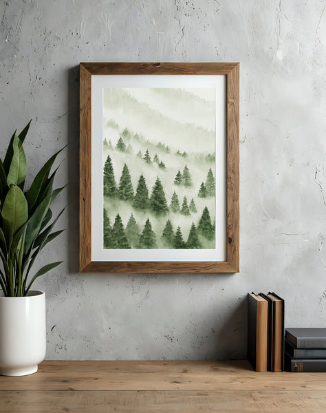 Foggy Forest Green I - Art Print