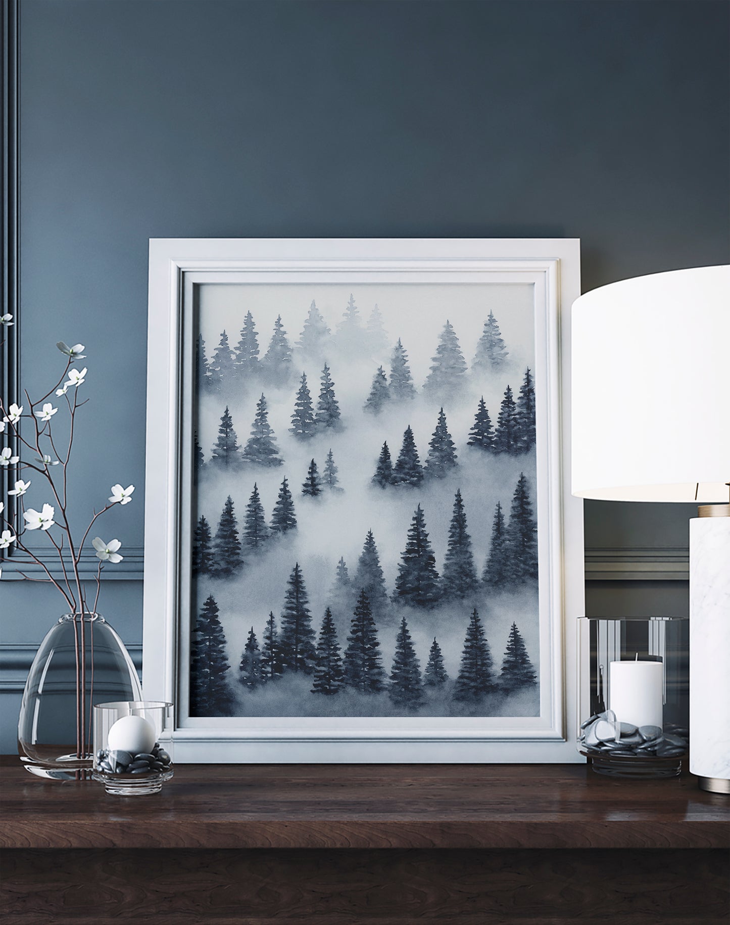 Blue Trees Above the Fog II - Art Print