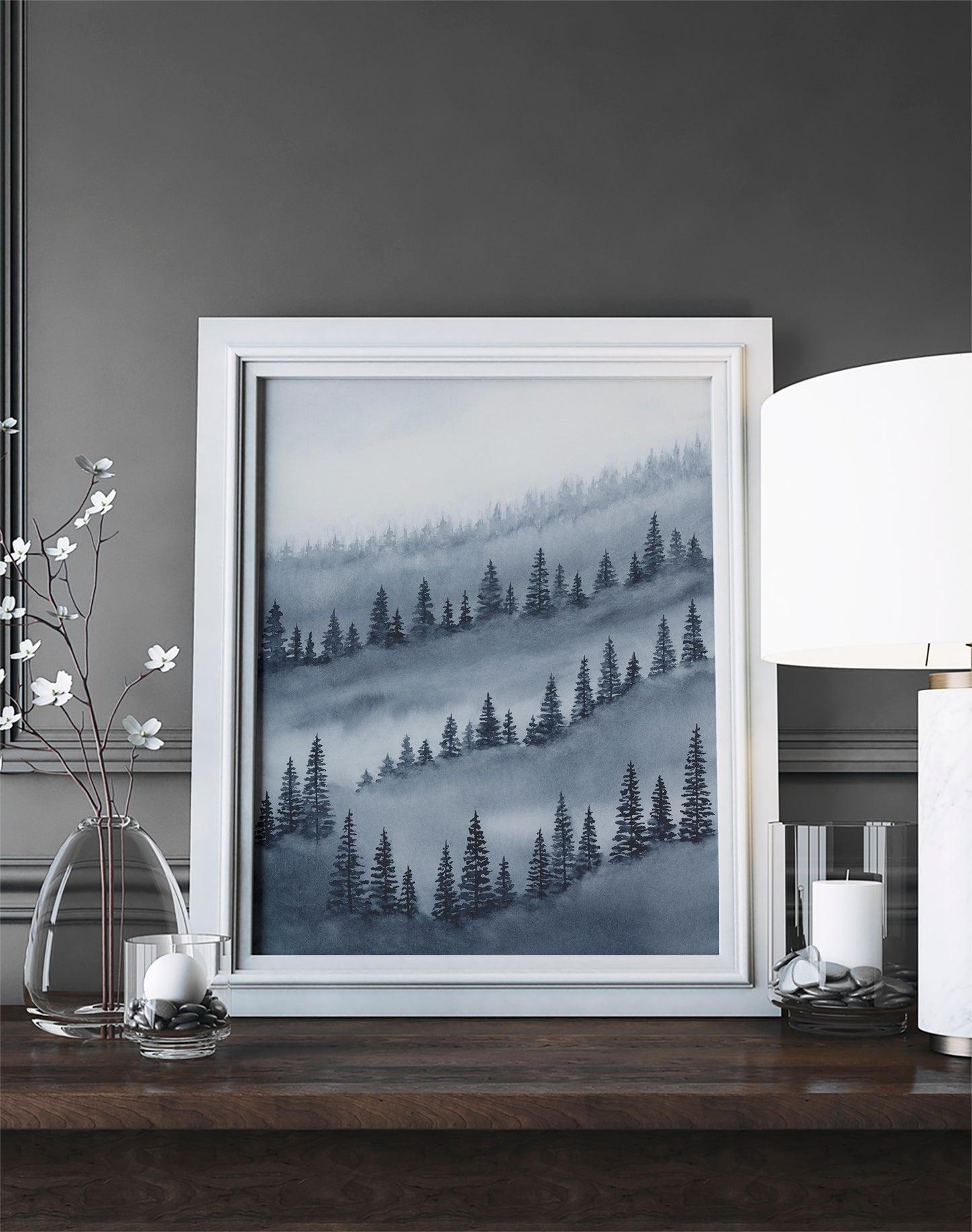 Blue Trees Above the Fog III - Art Print