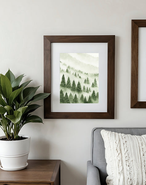 Foggy Forest Green I - Art Print