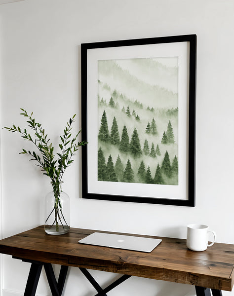 Foggy Forest Green I - Art Print