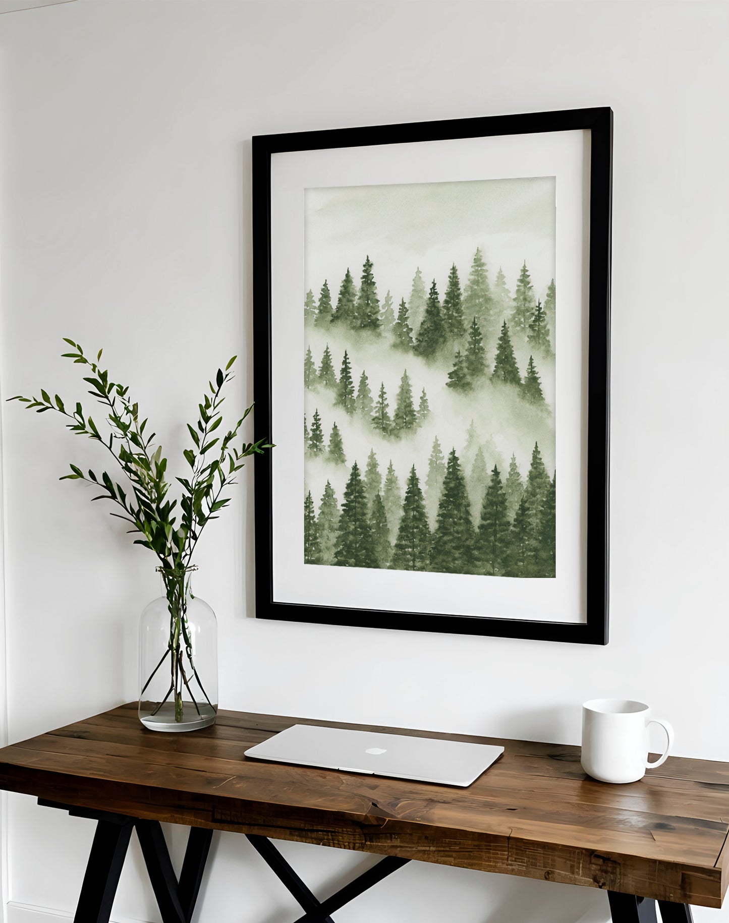 Foggy Forest Green II - Art Print