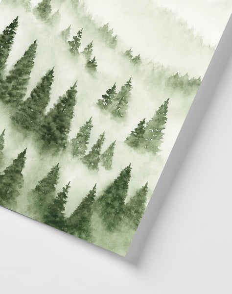 Foggy Forest Green I - Art Print