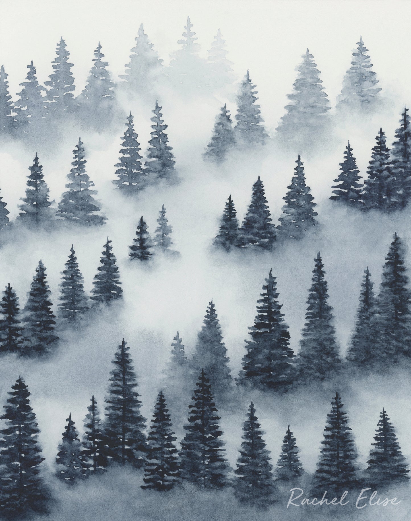 Blue Trees Above the Fog II - Art Print