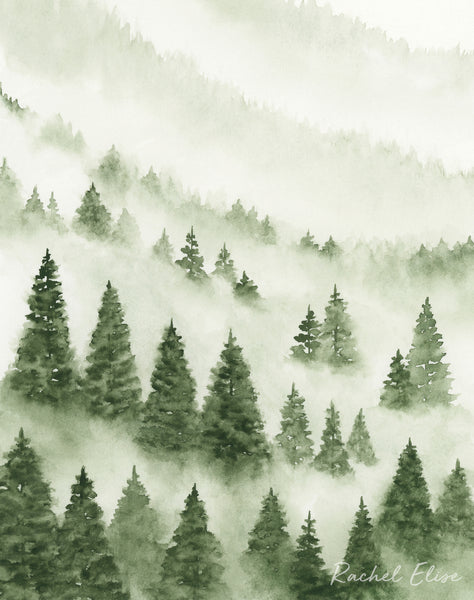 Foggy Forest Green I - Art Print