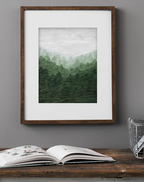 Green Foggy Trees - Art Print – Rachel Elise Art